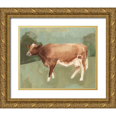 Bovine Field I Gold Ornate Wood Framed Art Print with Double Matting by Scarvey, Emma