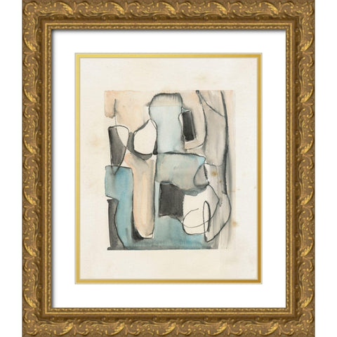 Subdued Abstract I Gold Ornate Wood Framed Art Print with Double Matting by Parker, Jennifer Paxton