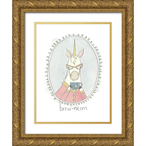 Caffeinated Cutie I Gold Ornate Wood Framed Art Print with Double Matting by Vess, June Erica