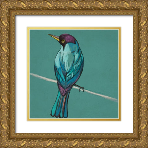 Winged Sketch I on Teal Gold Ornate Wood Framed Art Print with Double Matting by Zarris, Chariklia
