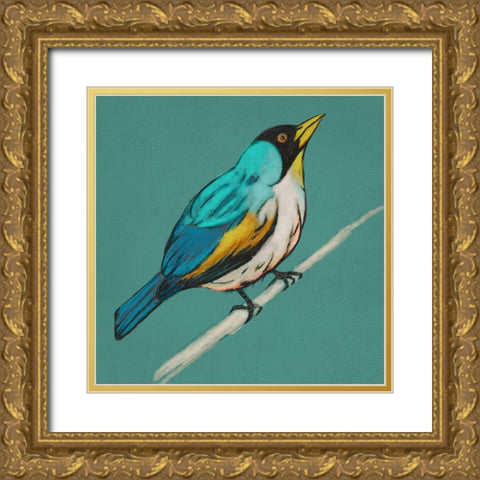 Winged Sketch II on Teal Gold Ornate Wood Framed Art Print with Double Matting by Zarris, Chariklia