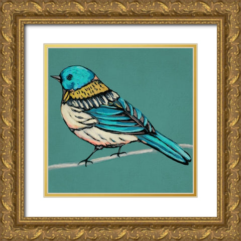 Winged Sketch III on Teal Gold Ornate Wood Framed Art Print with Double Matting by Zarris, Chariklia