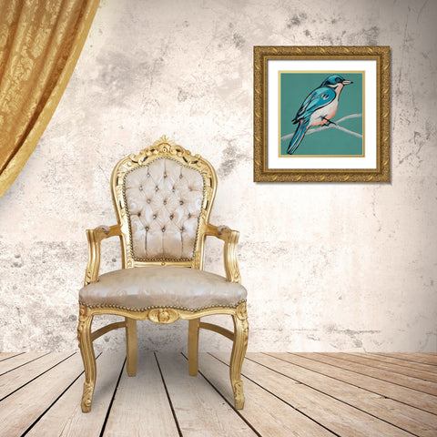 Winged Sketch IV on Teal Gold Ornate Wood Framed Art Print with Double Matting by Zarris, Chariklia