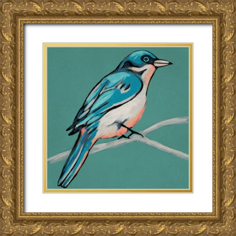 Winged Sketch IV on Teal Gold Ornate Wood Framed Art Print with Double Matting by Zarris, Chariklia