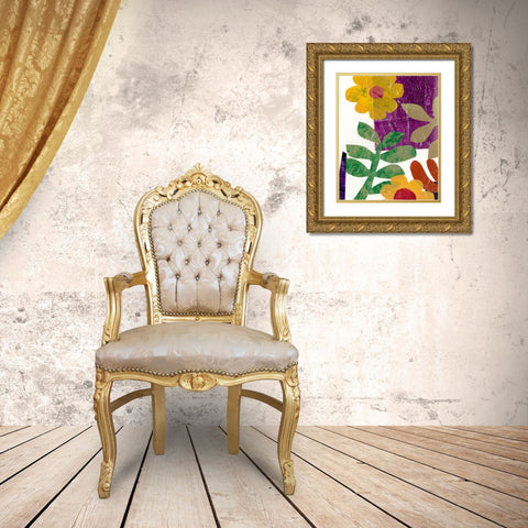 Fiesta Floral III Gold Ornate Wood Framed Art Print with Double Matting by Moore, Regina