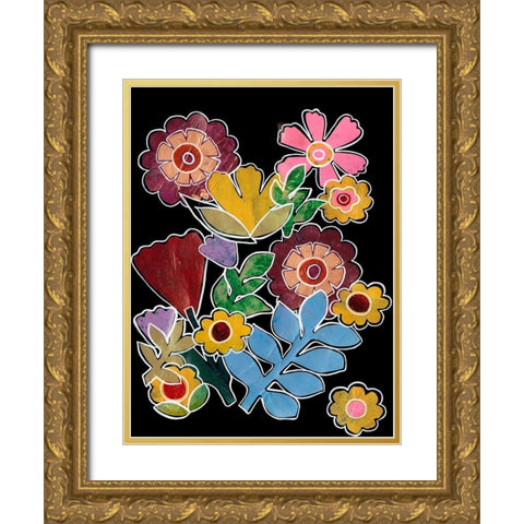 Layered Floral I Gold Ornate Wood Framed Art Print with Double Matting by Moore, Regina