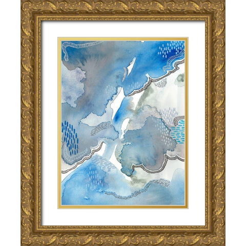 Subtle Blues I Gold Ornate Wood Framed Art Print with Double Matting by Moore, Regina