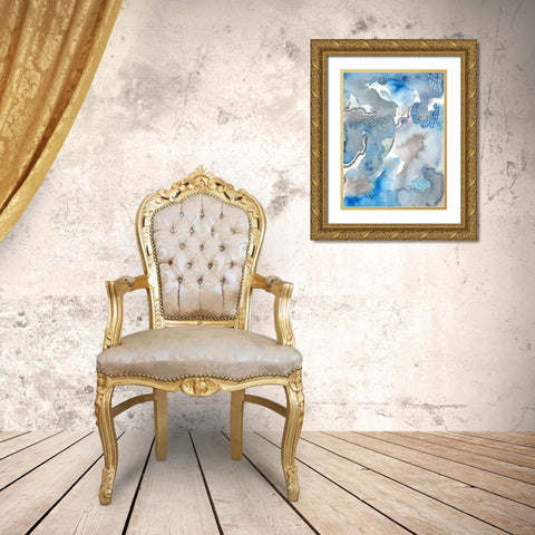 Subtle Blues II Gold Ornate Wood Framed Art Print with Double Matting by Moore, Regina