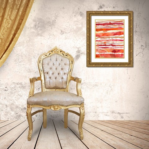 Tangerine Stripes I Gold Ornate Wood Framed Art Print with Double Matting by Moore, Regina