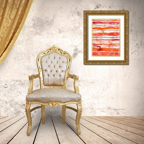 Tangerine Stripes II Gold Ornate Wood Framed Art Print with Double Matting by Moore, Regina