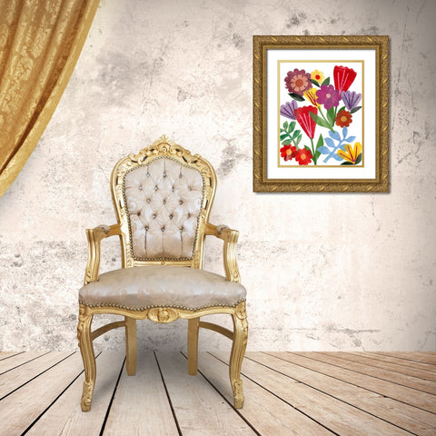 Bright Floral II Gold Ornate Wood Framed Art Print with Double Matting by Moore, Regina