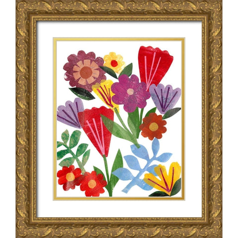 Bright Floral II Gold Ornate Wood Framed Art Print with Double Matting by Moore, Regina