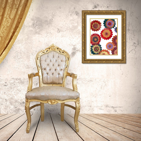 Scattered Blooms I Gold Ornate Wood Framed Art Print with Double Matting by Moore, Regina