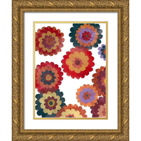 Scattered Blooms I Gold Ornate Wood Framed Art Print with Double Matting by Moore, Regina