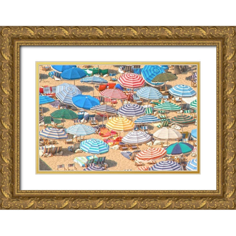 Umbrellas I Gold Ornate Wood Framed Art Print with Double Matting by Linden, Sally