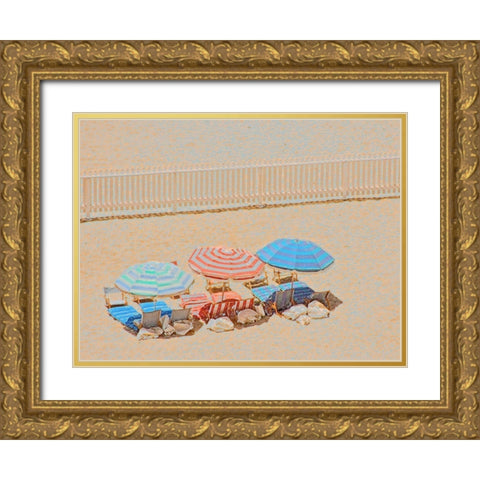 Umbrellas III Gold Ornate Wood Framed Art Print with Double Matting by Linden, Sally