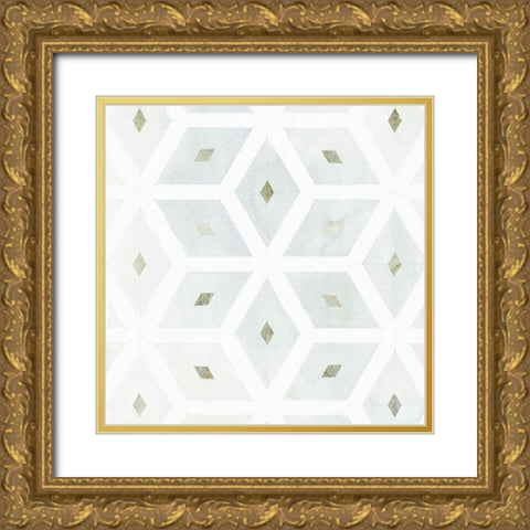 Seaglass Tiles I Gold Ornate Wood Framed Art Print with Double Matting by Borges, Victoria