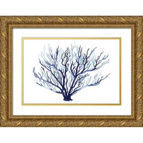 Azure Fan I Gold Ornate Wood Framed Art Print with Double Matting by Popp, Grace