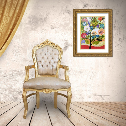 Flower Tree II Gold Ornate Wood Framed Art Print with Double Matting by Fields, Karen