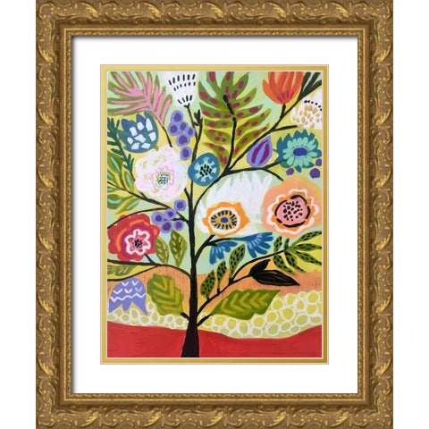 Flower Tree II Gold Ornate Wood Framed Art Print with Double Matting by Fields, Karen