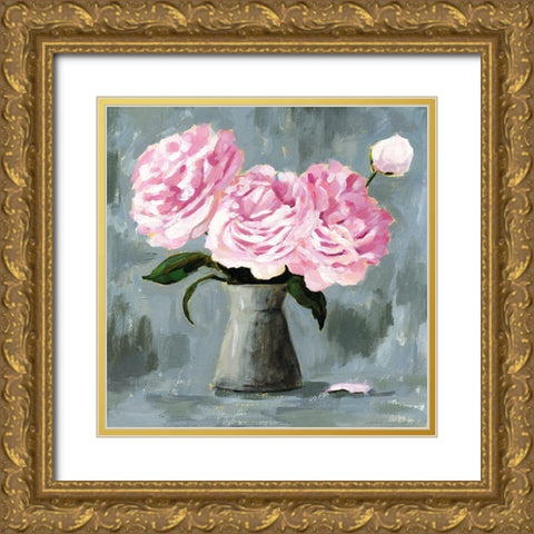Peony Study II Gold Ornate Wood Framed Art Print with Double Matting by Borges, Victoria