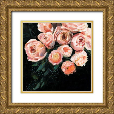 Peachy Blooms II Gold Ornate Wood Framed Art Print with Double Matting by Borges, Victoria