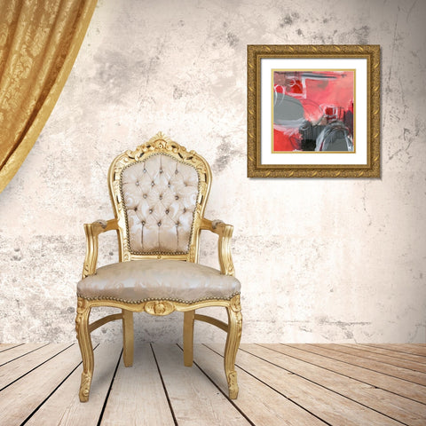 Red and Gray Abstract I Gold Ornate Wood Framed Art Print with Double Matting by Parker, Jennifer Paxton