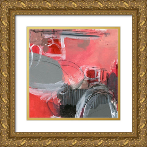 Red and Gray Abstract I Gold Ornate Wood Framed Art Print with Double Matting by Parker, Jennifer Paxton