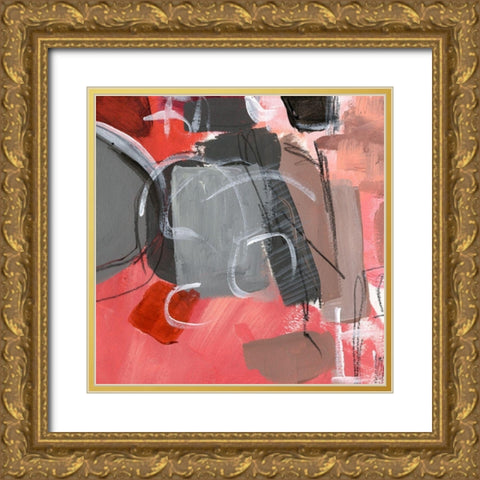 Red and Gray Abstract II Gold Ornate Wood Framed Art Print with Double Matting by Parker, Jennifer Paxton