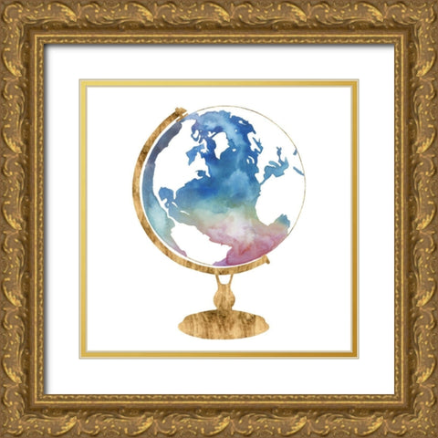 Adventure Globe I Gold Ornate Wood Framed Art Print with Double Matting by Popp, Grace