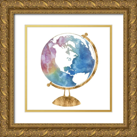 Adventure Globe II Gold Ornate Wood Framed Art Print with Double Matting by Popp, Grace