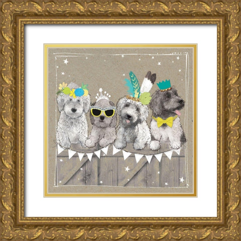 Fancypants Wacky Dogs III Gold Ornate Wood Framed Art Print with Double Matting by Gower, Hammond