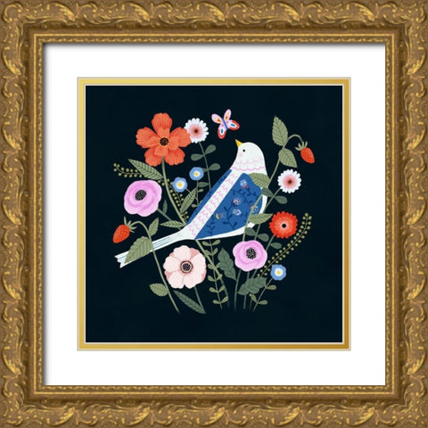 Folk Garden I Gold Ornate Wood Framed Art Print with Double Matting by Borges, Victoria