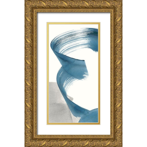 Breaking Blue III Gold Ornate Wood Framed Art Print with Double Matting by Stramel, Renee W.