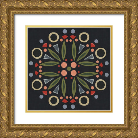 Folk Mandala I Gold Ornate Wood Framed Art Print with Double Matting by Scarvey, Emma