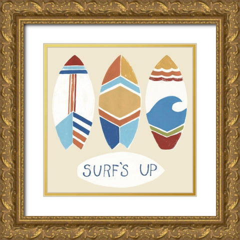 Surfs Up! I Gold Ornate Wood Framed Art Print with Double Matting by Vess, June Erica