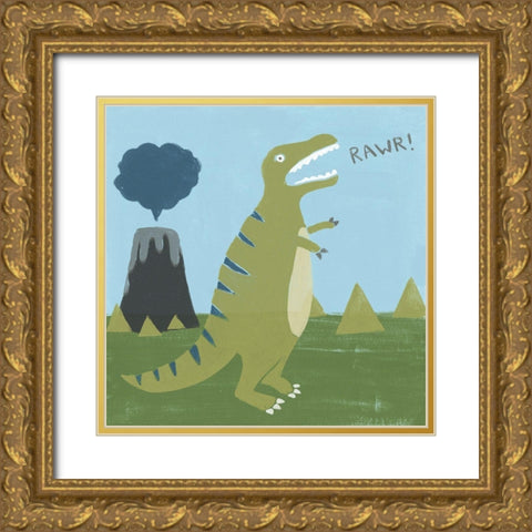 Dino-mite I Gold Ornate Wood Framed Art Print with Double Matting by Vess, June Erica