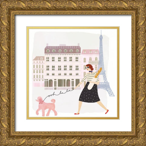 Paris People I Gold Ornate Wood Framed Art Print with Double Matting by Borges, Victoria