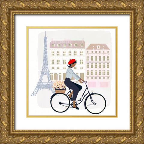 Paris People II Gold Ornate Wood Framed Art Print with Double Matting by Borges, Victoria
