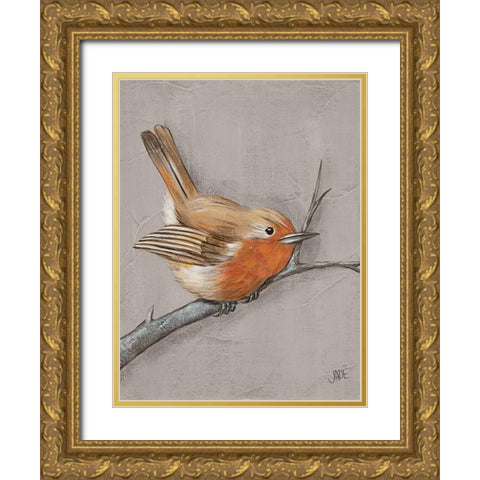 Winter Bird II Gold Ornate Wood Framed Art Print with Double Matting by Reynolds, Jade