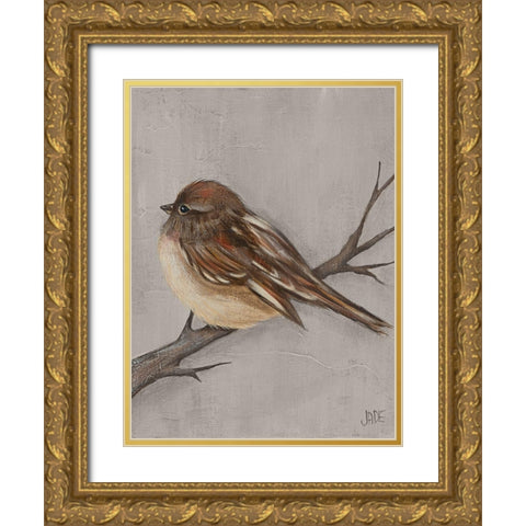 Winter Bird III Gold Ornate Wood Framed Art Print with Double Matting by Reynolds, Jade