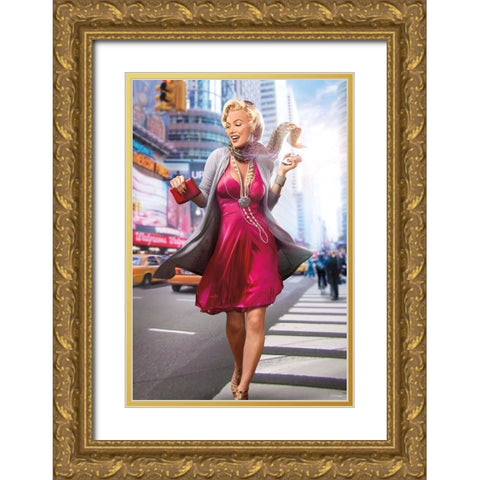 Marilyn in the City Gold Ornate Wood Framed Art Print with Double Matting by Brando, J.J.