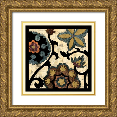Vintage Suzani I Gold Ornate Wood Framed Art Print with Double Matting by Zarris, Chariklia