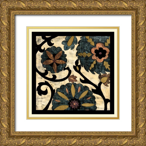 Vintage Suzani II Gold Ornate Wood Framed Art Print with Double Matting by Zarris, Chariklia