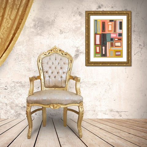 Color Blocking II Gold Ornate Wood Framed Art Print with Double Matting by Ferrell, Erin McGee