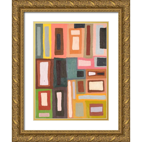 Color Blocking II Gold Ornate Wood Framed Art Print with Double Matting by Ferrell, Erin McGee