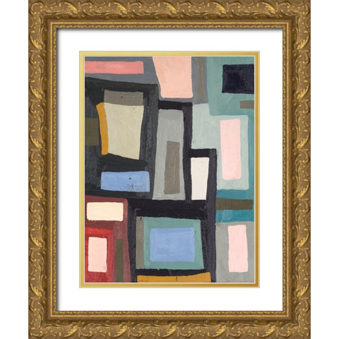 Color Blocking III Gold Ornate Wood Framed Art Print with Double Matting by Ferrell, Erin McGee
