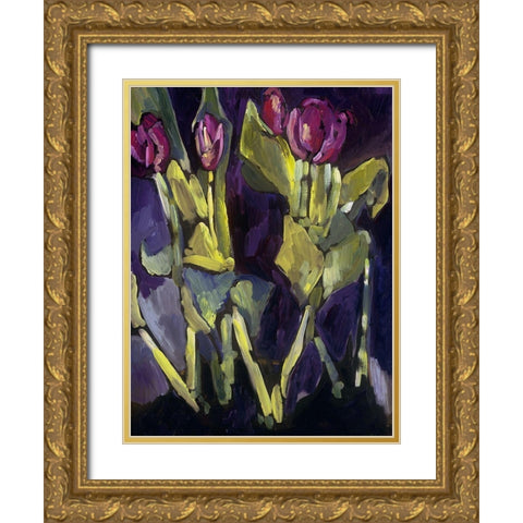 Violet Spring Flowers I Gold Ornate Wood Framed Art Print with Double Matting by Ferrell, Erin McGee