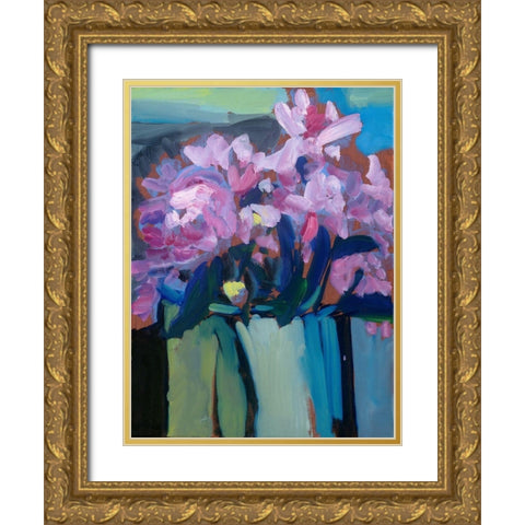 Violet Spring Flowers III Gold Ornate Wood Framed Art Print with Double Matting by Ferrell, Erin McGee