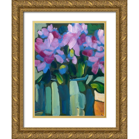 Violet Spring Flowers V Gold Ornate Wood Framed Art Print with Double Matting by Ferrell, Erin McGee